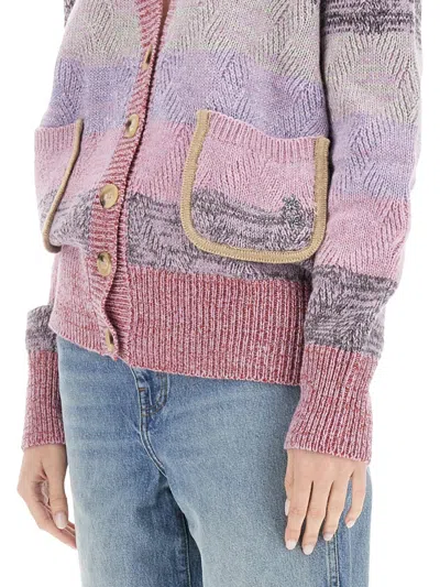 Cormio Oversized Knit Cardigan Textured Ribbing In Multi