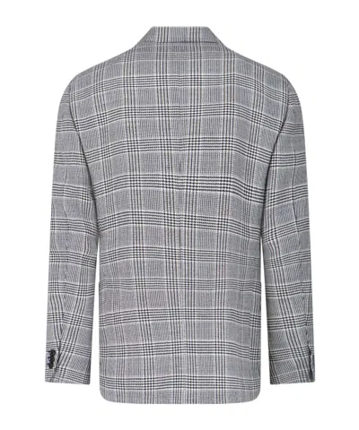Lardini Double-breasted Check Pattern Blazer Jacket In Gray