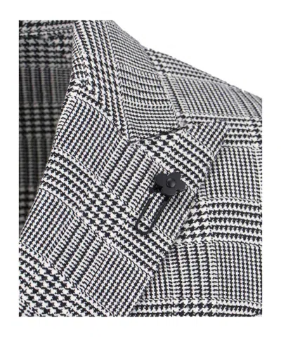 Lardini Double-breasted Check Pattern Blazer Jacket In Gray