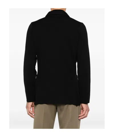 Lardini Double-breasted Black Tailored Jacket With Structured Lapel In Black