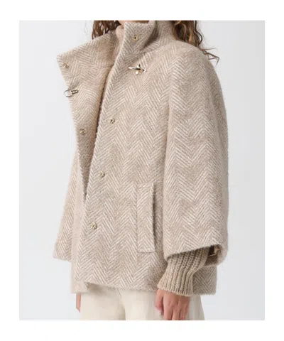 Fay Hook-closure Cape Coat In Brown