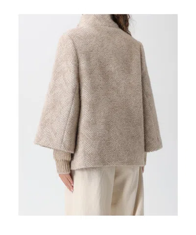 Fay Hook-closure Cape Coat In Brown