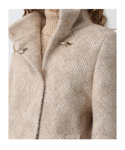 Fay Hook-closure Cape Coat In Brown