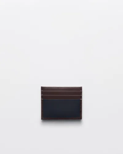 Prada Leather Card Holder Featuring Contrast Panel In Black