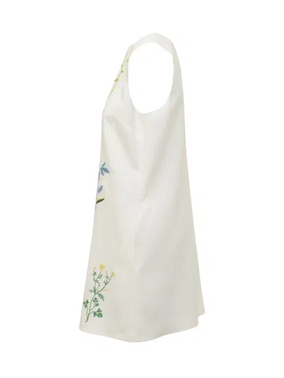 Stella Mccartney Floral Embroidered Sleeveless Mini Shift Dress In Green