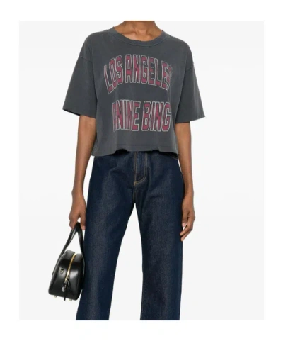 Anine Bing Black Washed Cropped Johnny T-shirt Women In Gray