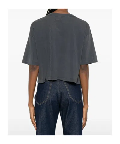 Anine Bing Black Washed Cropped Johnny T-shirt Women In Gray
