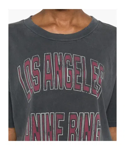 Anine Bing Black Washed Cropped Johnny T-shirt Women In Gray
