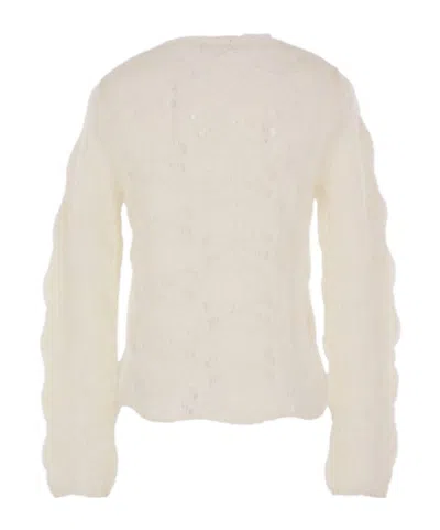 Comme Des Garçons Open-work Long-sleeve Sweater In White