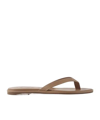 Aeyde Melody Leather Flip Flops In Brown