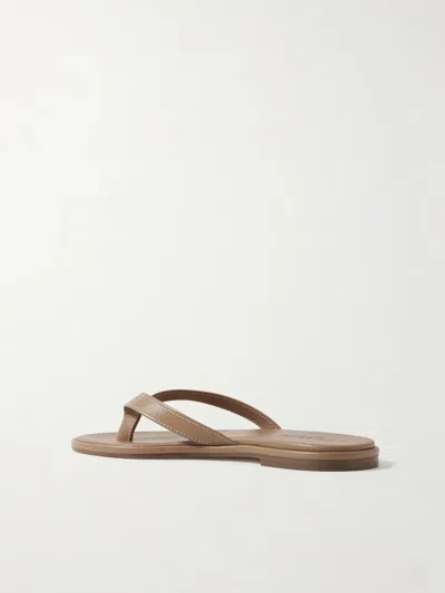 Aeyde Melody Leather Flip Flops In Brown