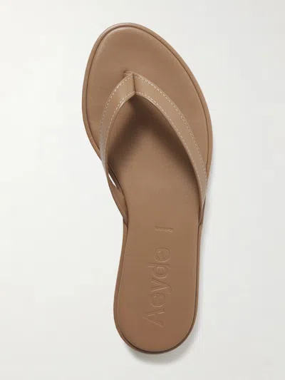 Aeyde Melody Leather Flip Flops In Brown