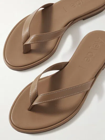 Aeyde Melody Leather Flip Flops In Brown