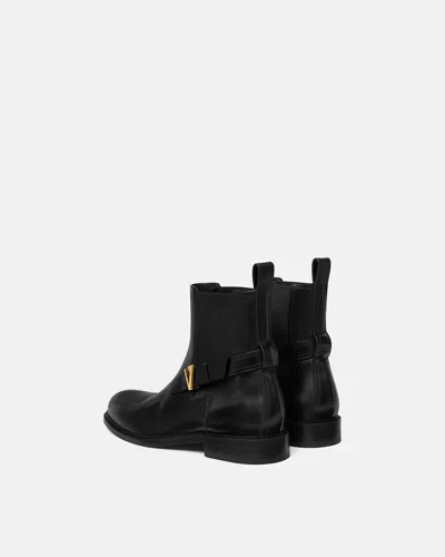 Versace V Leather Chelsea Boots In Black