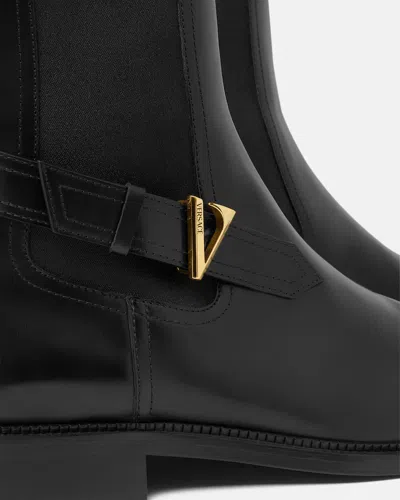 Versace V Leather Chelsea Boots In Black