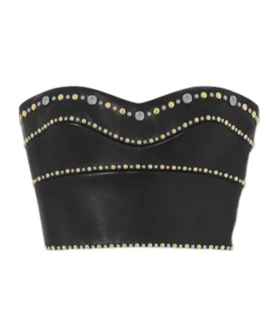 Versace Studded Leather Top In Black