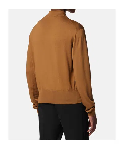 Versace Button-front Collared Cardigan In Brown