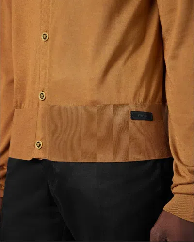 Versace Button-front Collared Cardigan In Brown