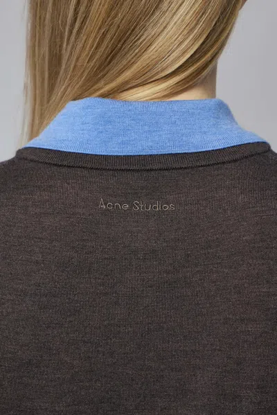 Acne Studios Womens Brown Blue Kascha Layered Wool Jumper
