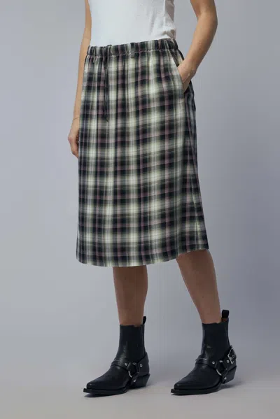 Acne Studios Izetta Checked Midi Skirt In Green