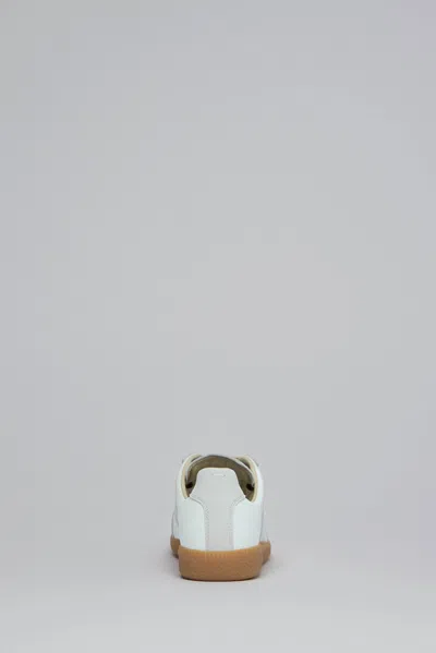 Maison Margiela Low-top Leather Sneakers With Contrasting Details In White