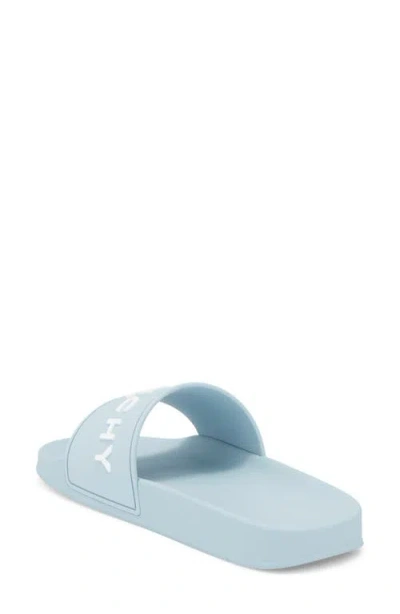 Givenchy Rubber Slides With Embossed Logo In Blue