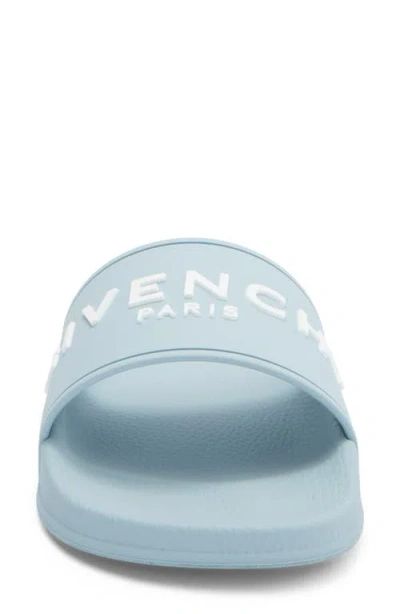 Givenchy Rubber Slides With Embossed Logo In Blue