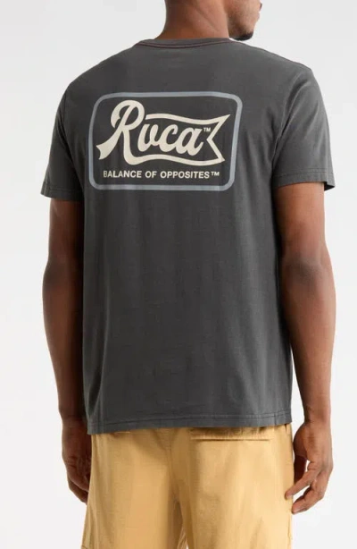 Rvca Pen Script Graphic T-shirt In Blue