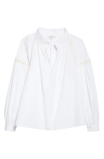 Lafayette 148 Soutache-trim Organic Cotton Poplin Blouse In White