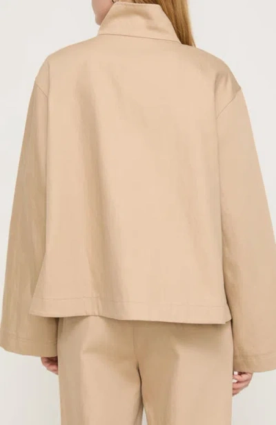Lafayette 148 Cotton Linen Twill Funnel Neck Cargo Jacket In Brown