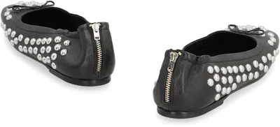 Golden Goose Amy Stud Zip Leather Ballerina Flats In Black