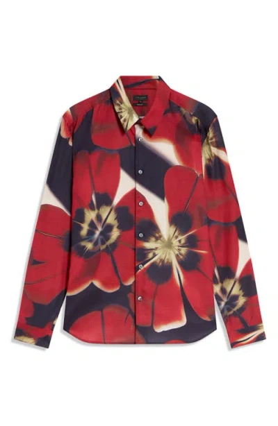 Ted Baker Phelin Printed Long Sleeve Button Front Shirt In Red