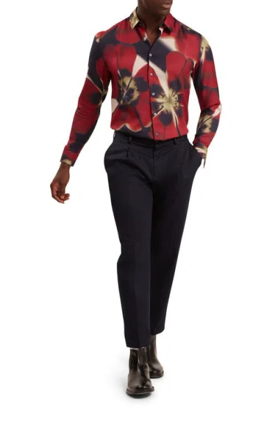 Ted Baker Phelin Printed Long Sleeve Button Front Shirt In Red