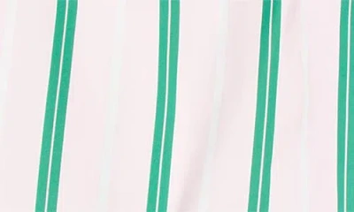 Thom Browne Drawstring Striped Printed Swim Trunks In Green