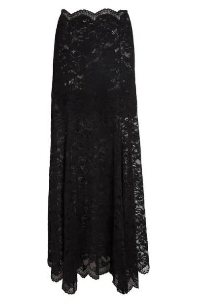 Rabanne Lace-edged Midi Skirt With High Waist And Decorative Buttons In Black