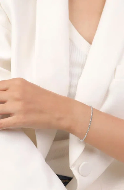 Crislu Layer Up Rounded Box Chain Bracelet In Silver