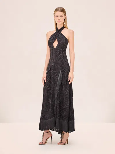 Alexis Ambrosio Halterneck Tiered Midi Dress In Orange