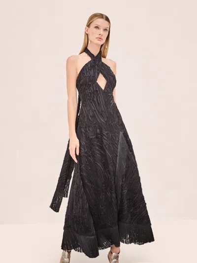 Alexis Ambrosio Halterneck Tiered Midi Dress In Orange