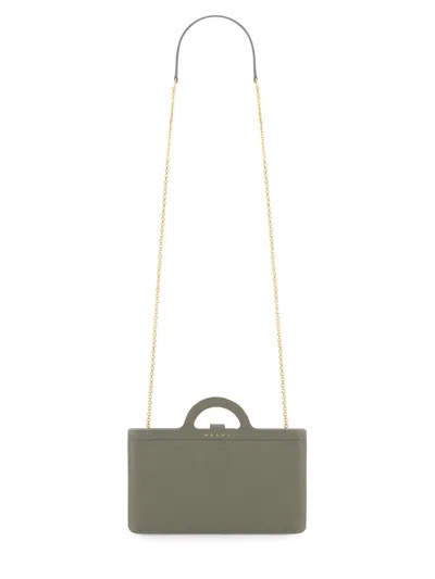 Marni Chain Strap Rectangular Top Handle Purse In Green