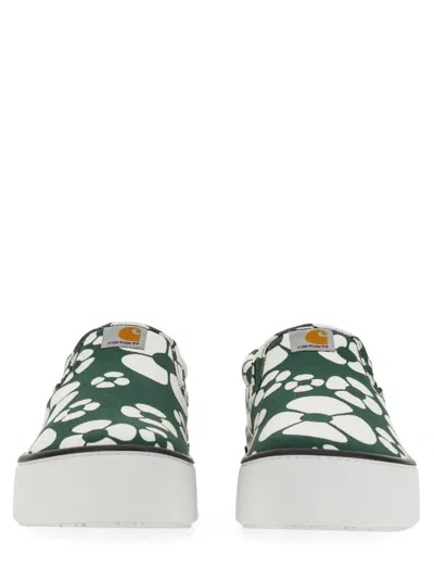 Marni X Carhartt Floral Print Slip On In Green
