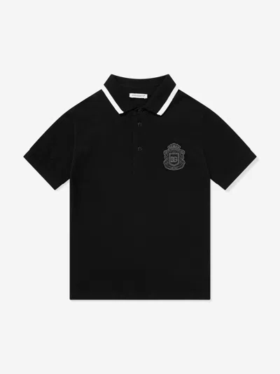 Dolce & Gabbana Boys Logo Polo Shirt In Black