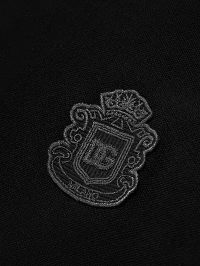 Dolce & Gabbana Boys Logo Polo Shirt In Black