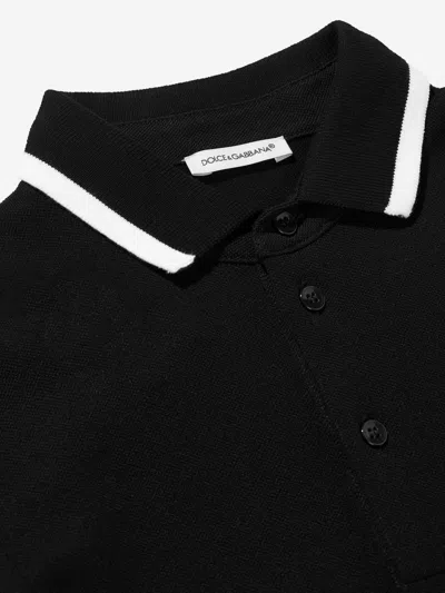 Dolce & Gabbana Boys Logo Polo Shirt In Black