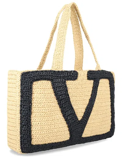 Valentino Viva Superstar Large Raffia Shopping Tote Bag In Nude