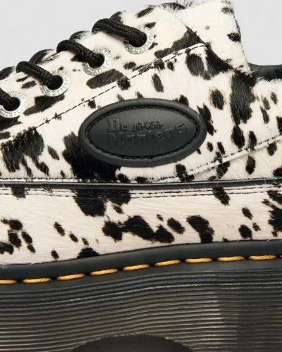Dr. Martens Buzz 5-eye Dalmatian Hair On Leather Shoes In White
