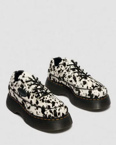 Dr. Martens Buzz 5-eye Dalmatian Hair On Leather Shoes In White