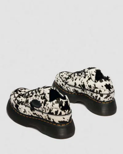 Dr. Martens Buzz 5-eye Dalmatian Hair On Leather Shoes In White