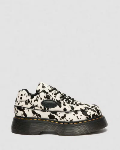 Dr. Martens Buzz 5-eye Dalmatian Hair On Leather Shoes In White