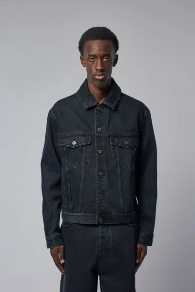 Loewe Anagram Cut-outs Medium-weight Washed Denim Jacket Clothing In Black