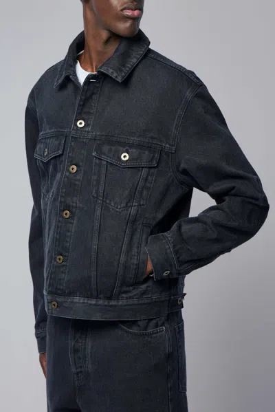 Loewe Anagram Cut-outs Medium-weight Washed Denim Jacket Clothing In Black